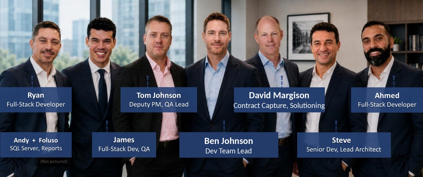 The MSS delivery team: Ryan, Tom Johnson, David Margison, Ahmed, Andy and Foluso, James, Ben Johnson and Steve
